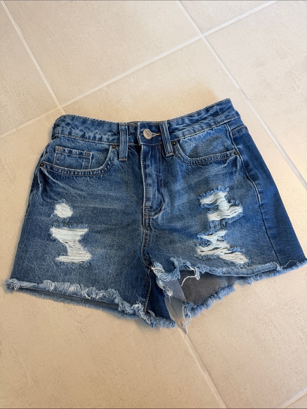 YMI Blue Distressed Denim Jean Shorts